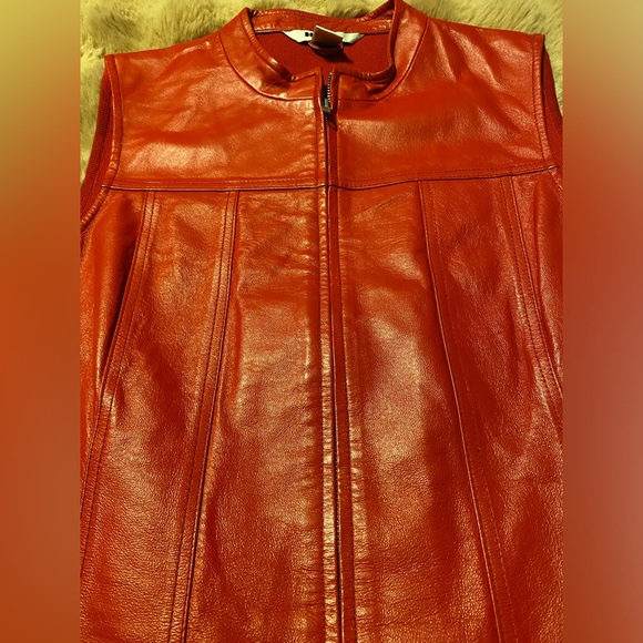 NYGARD Red 100% Leather/Knit Vest medium - Picture 4 of 6